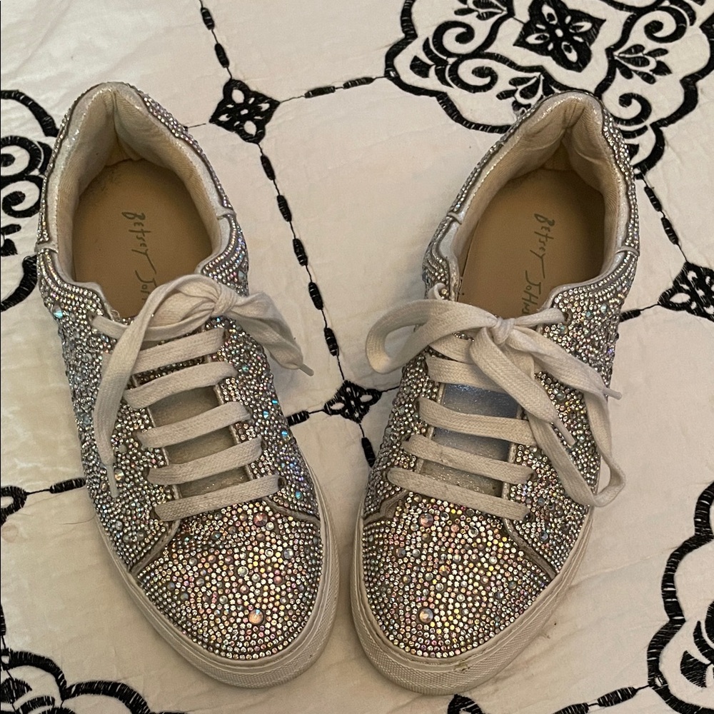 Betsey Johnson Silver Sparkle Sneakers